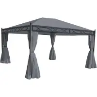 Mendler Pergola Calpe, Garten Pavillon, stabiles 7cm-Gestell mit Seitenwand + Moskitonetz grau 4x3m
