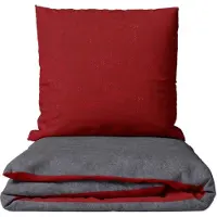 TRAUMSCHLAF Melange Biber Bettwäsche 155x220 cm + 80x80 cm rot-anthrazit