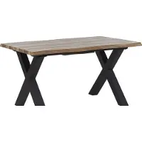 Beliani Esstisch Dunkelbraun MDF-Tischplatte Ausziehbar 140/180 x 90 cm mit Metallbeinen X-Form Modernes Design Küchentisch Ausziehtisch für 6 Personen