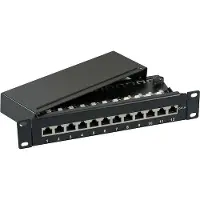 EFB Elektronik Mini-Patchpanel STP 12xRJ45 Cat.6A, 10“ 1HE, RAL9005 schwarz