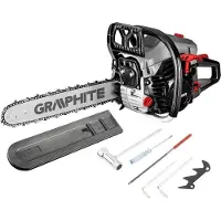Graphite Benzin Kettensäge 2kW 2.7PS, 16" Schiene, 52cm3 Hubraum, 2-Takt-Verbrennungsmotor , 40cm Stange, automatischer Saugschalter, Tankinhalt 550 cm³, Gewicht 5,53 kg