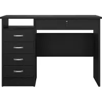 Ebuy24 FunctionPlus Schreibtisch 5 Schubladen, 1 Ablage schwarze Asche-Nachbildung.