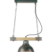 Licht-Erlebnisse Pendelleuchte Hängelampe HAKON Wohnzimmer in Kupfer Antik Holz E27 Metall Vintage