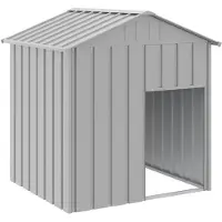 vidaXL Hundehütte mit Dach Hellgrau 117x103x123 cm Verzinkter Stahl