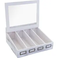Mendler Besteckkiste MCW-C25, Holzbox mit Deckel Besteckkasten, Paulownia 17x37x33cm weiß, shabby