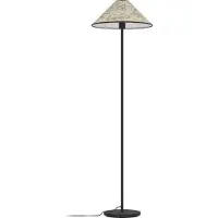 Eglo Stehlampe Oxpark, Eck Standleuchte, Stehleuchte aus Metall mit Lampenschirm aus Textil mit Bambus-Blättern, Lampe, E27 Fassung, 146,5 cm