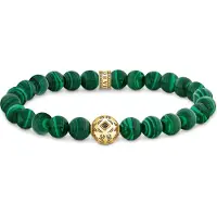 Thomas Sabo Beads-Armband aus grünen Steinen vergoldet