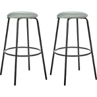 Beliani Barhocker Mintgrün Samt und Metall ohne Lehne mit Fußstützen Retro Design Sitzmöbel Wohnzommer Küche Bar Wohnküche Ausstattung