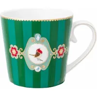 Pip studio Tasse Love Birds Medaillon Stripes Smaragd Green 250 ml (6er-Set)