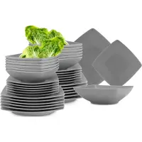 Konsimo Tafelservice EPIRI für 12 Personen (36 Stück) Spülmaschinen- und Mikrowellengeeignet, Grau, Keramik, MODERN, 25x25|21x21|17x17cm