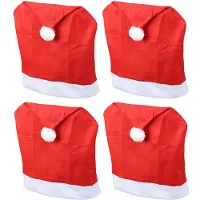 Novaliv Stuhlhussen 4er Set Schwingstuhl Weihnachten I Rot I Nikolausmütze I Stuhlbezug Weihnachten