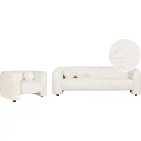 Beliani Sofa Set Weiß aus Bouclé 4-Sitzer Sessel und Sofa Wohnzimmergarnitur mit Dekokissen Modernes Elegantes Design Couch für Wohnzimmer