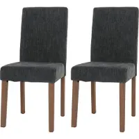 Mendler 2er-Set Esszimmerstuhl Littau, Stuhl Küchenstuhl Hochlehner, Stoff/Textil Chenille Holz dunkelgrau, naturfarbene Beine