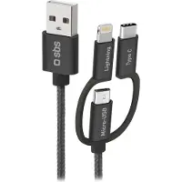 SBS USB-auf-Micro-USB-Kabel mit Lightning- und USB-C-Adaptern