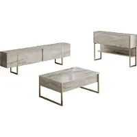 Skye Decor , Luxe Set - Traverten, Gold, Wohnzimmermöbel-Set, Traverten, 100 % MELAMINBESCHICHTETE SPANPLATTEN, 180 x 30 x 47 cm