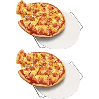 Mojawo 2er Pizza Steinplatte Pizzaplatte Brotbackplatte Pizzateller Ø33cm