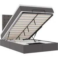 vidaXL Ottoman-Bett mit Matratze & LEDs Grau 120x190 cm Kunstleder