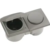 Berker Integro Flow Schalter/Deckel Edelstahl Effekt + Steckdose schwarz
