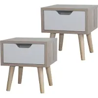 HTI Nachtschrank 2er Set Thekla Sonoma/Weiss