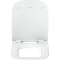 Duravit WC-Sitz Univavo, WC-Sitz eckig, Klobrille mit doppelter Absenkautomatik, Toilettendeckel Quick Release für einfache Montage, Klodeckel EU, Urea-Duroplast, Edelstahlscharniere, Weiß
