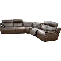 HTI Ecksofa Pavel, Braun, mit verstellbaren Kopf- und Fußstützen, Konsole, USB, Induktionsladefeld, 281x266 cm