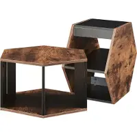 En.casa Couchtischset ‘Molde’ 2-tlg. vertikal und horizontal aufstellbar Schwarz / Walnussoptik