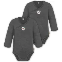 Normani 2er Pack Doppelpack Baby-Body Merino Wickelbody Bodysuit Langarm - 9343