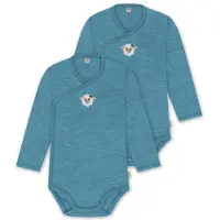 Normani 2er Pack Baby-Body Basic Merino Wickelbody Langarm mit Knopf - 9347