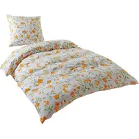 TRAUMSCHLAF Soft-Touch Mikrofaser Bettwäsche Nürnberg orange 200x220 cm + 2x 80x80 cm