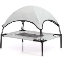 Wiltec Hundebett mit Dach Grau 76 x 60 x 16 cm Größe M bis 25 kg Outdoor Katzenliege Haustier Schlafplatz Sonnendach
