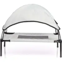 Wiltec Hundebett mit Dach Grau 91 x 76 x 16 cm Größe L bis 35 kg Outdoor Katzenliege Haustier Schlafplatz Sonnendach