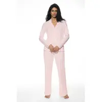 Mey Langer Pyjama Serie Adorable Lines Bonbon Pink | Größe 38