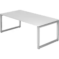 Hjh OFFICE PRO REGO 2E S - 200 x 100 höhenverstellbar Weiß/Silber