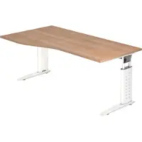 Hjh OFFICE PRO UNDA 18 W - 180 x 100 höhenverstellbar Nussbaum/Weiß