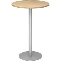 Hjh OFFICE PRO BISTRO H80R S - System Konferenztisch Eiche Silber Ø 80