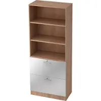 Hjh OFFICE PRO SIGNA G 7300 RE - Nussbaum/Silber 5 OH Schrank mit Hängeregistratur (abschließbar) Relinggriff Kunststoff