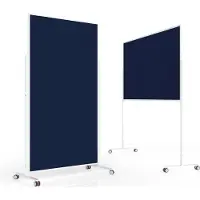 MAGNETOPLAN mobile Moderationstafel VarioPin White, Hoch-/Querformat, 2-seitig nutzbar, B 1000 x H 1800 mm, Filz/Aluminium, blau/weiß