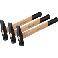 Stahlwerk 3 x Hammer Schlosserhammer 100g robuster Stahlkopf, Griff aus Hickory