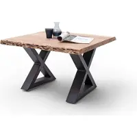 Robas Lund CARTAGENA Couchtisch 75 anthrazit lackiert, Farbe:Akazie natur/X-Form