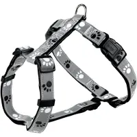 Trixie Silver Reflect H-Geschirr - schwarz/silbergrau - 49–65 cm/20 mm