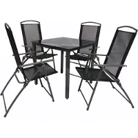 VCM 5-tlg Gartenmöbel Set | Sitzgruppe Essgruppe | 1x Tisch, 4x Stühle | Tisch Maße ca. H. 76 x B. 80 x T. 80 cm | Hochlehner Set 80S