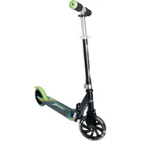 Muuwmi Aluminium Scooter Neon – Tretroller, 180 mm, ABEC 5, , höhenverstellbar, LED-Leuchtrollen, grün-schwarz