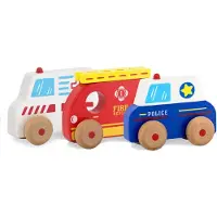 Jamara Holzspielzeug Kidiwood Steckspiel Einsatzfahrzeuge 4tlg.