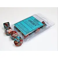 Chessex Gemini Red-Teal/gold Set of Ten d10s