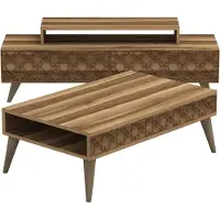 Skye Decor , City - Walnut, Walnut, Wohnzimmermöbel-Set, Nussbaum, 100 % MELAMINBESCHICHTETE SPANPLATTEN, 140 x 41,8 x 48,8 cm