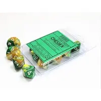 Chessex Gemini Gold-Green/white Set of Ten d10s