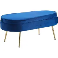 SalesFever Sitzpouf oval | Bezug Samt-Stoff | Gestell Metall goldfarben | B 99 x T 44 x H 40 cm | dunkelblau