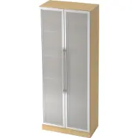 Hjh OFFICE PRO SIGNA G 7100G RE - Ahorn/Silber 5 OH Schrank mit Milchglastüren Relinggriff Kunststoff