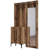 Skye Decor , Berlin BC - Walnut, Hallenstand, Nussbaum, 100 % MELAMINBESCHICHTETE SPANPLATTEN, 120 x 35 x 200 cm