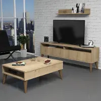 Skye Decor , Best - Oak, Wohnzimmermöbel-Set, Eiche, 100 % MELAMINBESCHICHTETE SPANPLATTEN, 150 x 30 x 50 cm